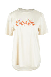 Product shot of the Dolce Vita Cotton Blend Tee in colour Natural, from the front