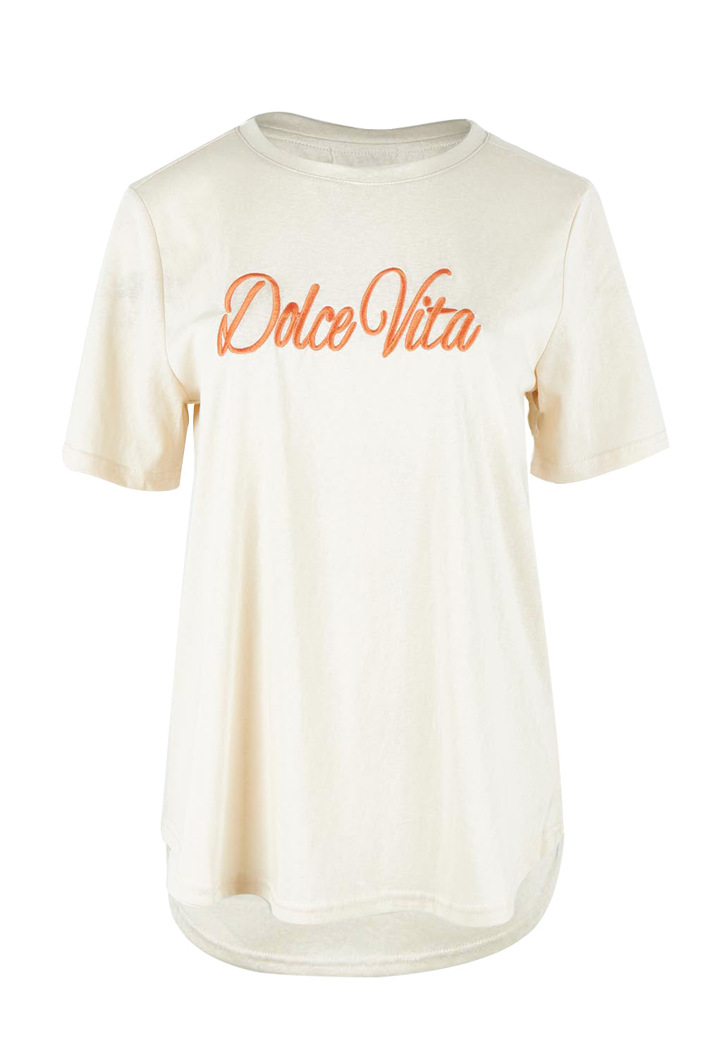 Product shot of the Dolce Vita Cotton Blend Tee in colour Natural, from the front