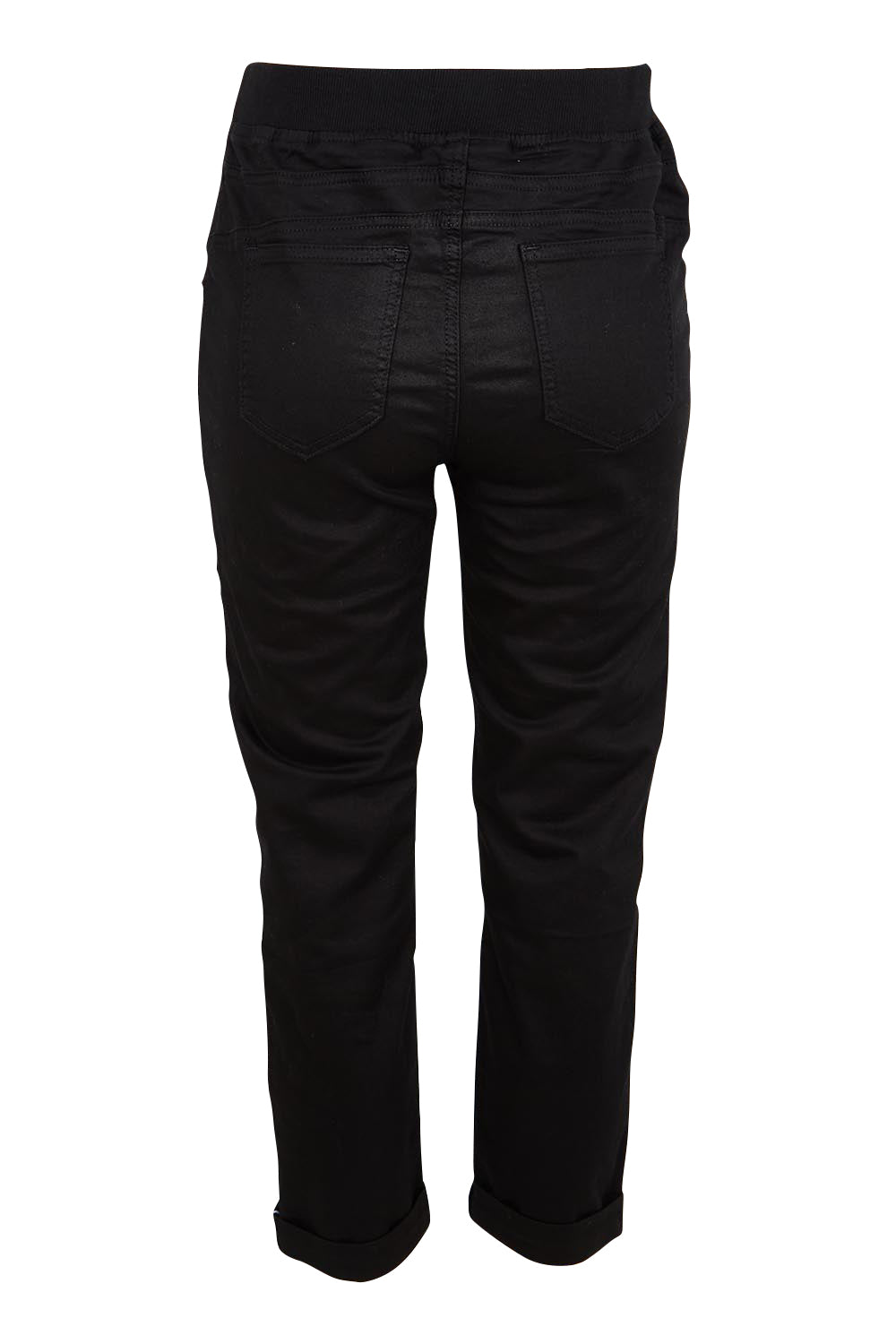Product shot of the Isabella Cotton Pant - Black in colour Black, from the back