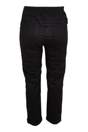 Product shot of the Isabella Cotton Pant - Black in colour Black, from the back