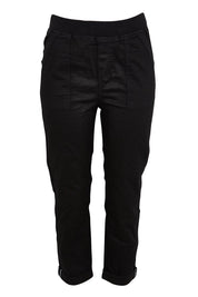 Product shot of the Isabella Cotton Pant - Black in colour Black, from the front