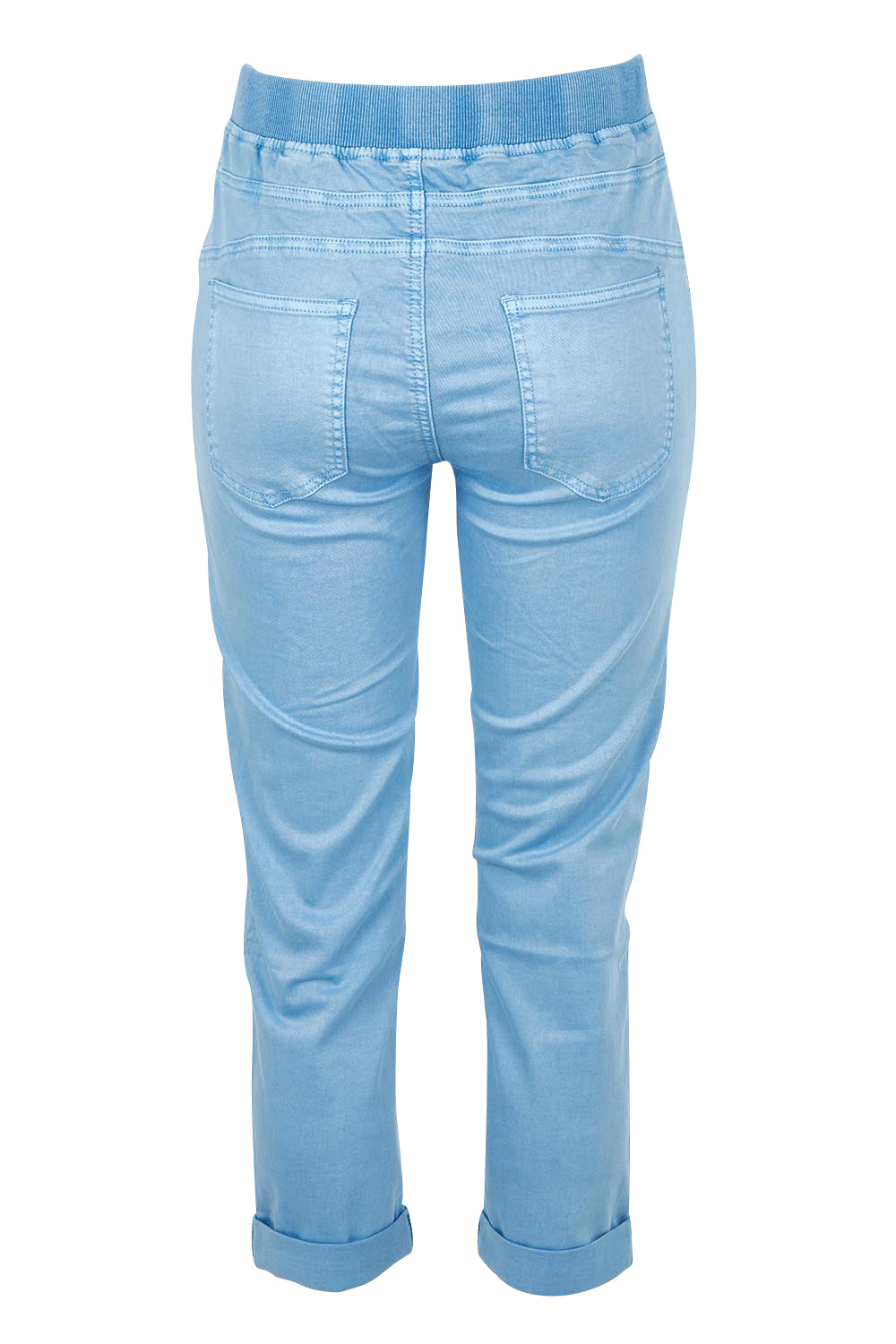 Product shot of the Isabella Cotton Pant in colour Blue (Blue), from the back