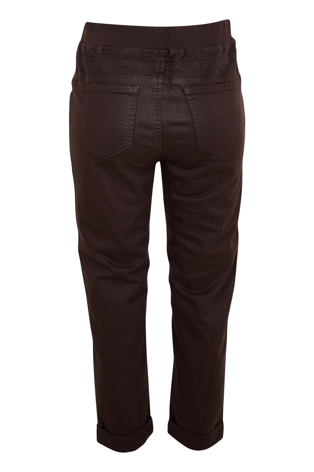 Product shot of the Isabella Cotton Pant - Chocolate in colour Chocolate, from the back