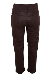 Product shot of the Isabella Cotton Pant - Chocolate in colour Chocolate, from the back