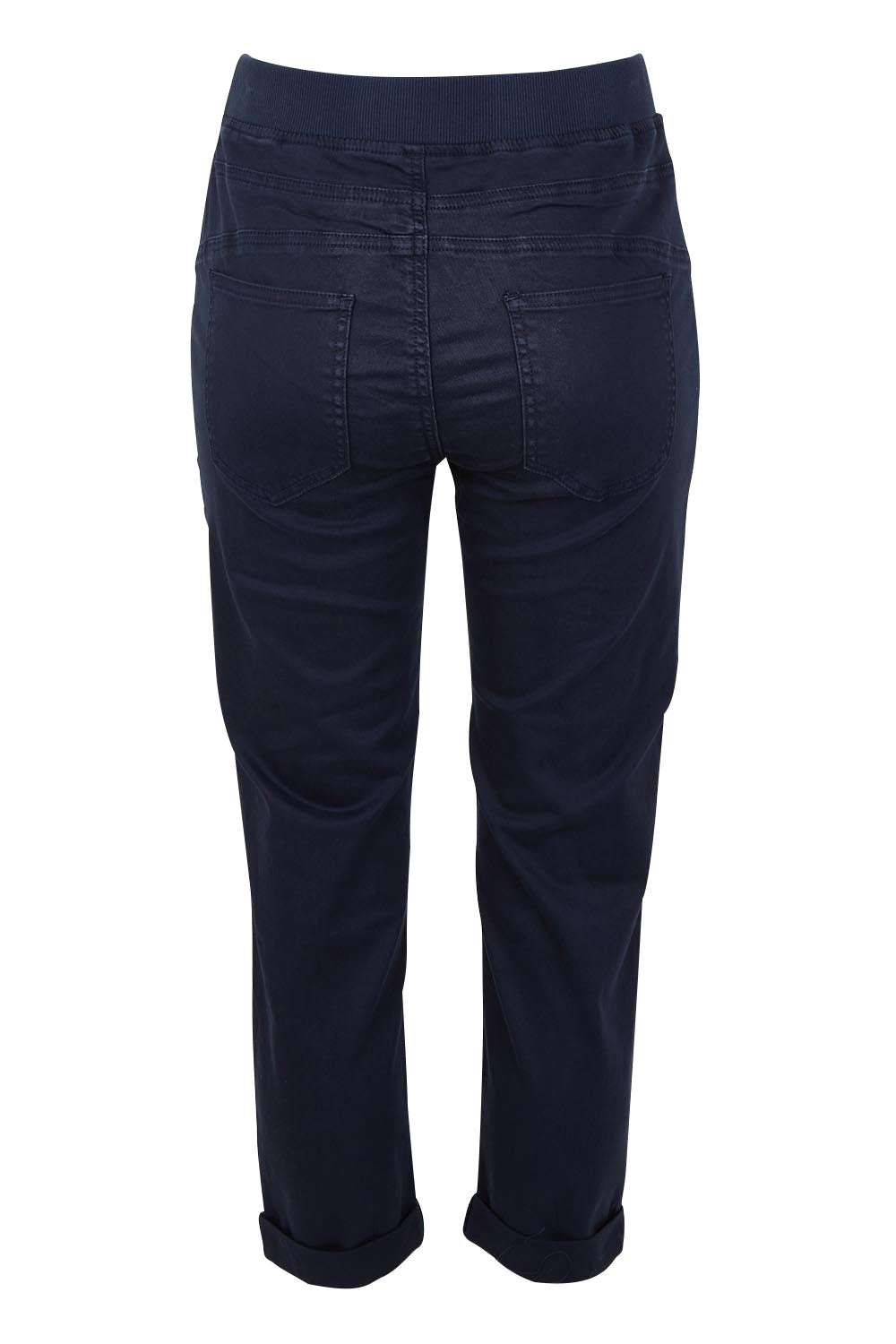 Product shot of the Isabella Cotton Pant in colour Navy (Blue), from the back