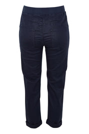 Product shot of the Isabella Cotton Pant in colour Navy (Blue), from the back