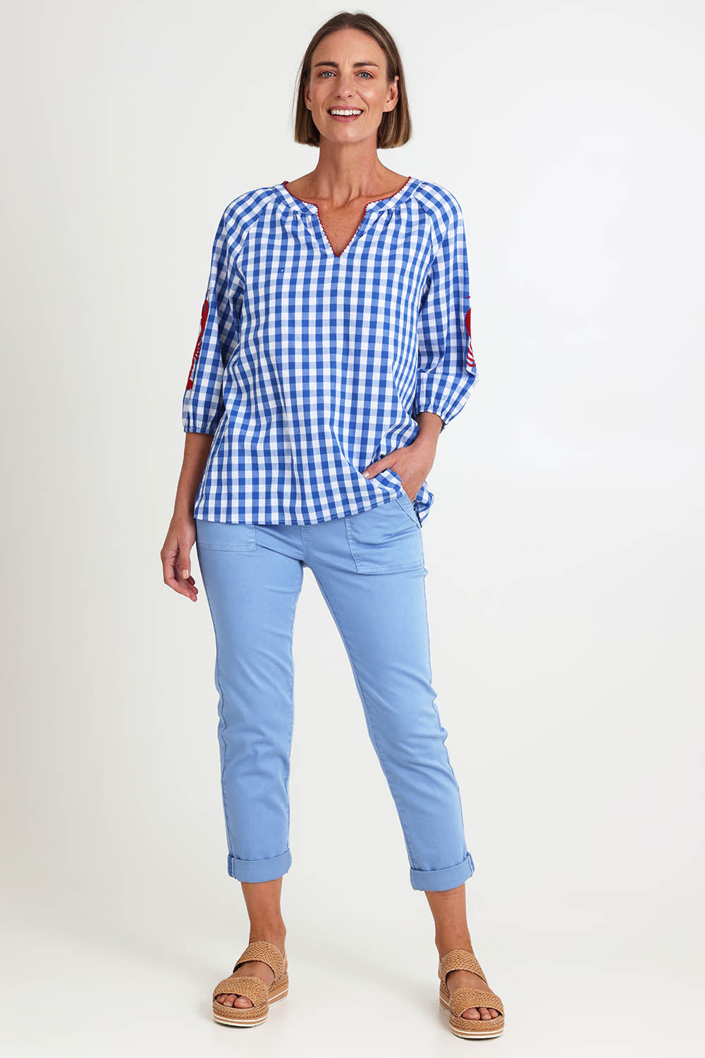 Isabella Cotton Pant - Sky