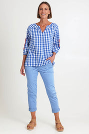 Isabella Cotton Pant - Sky