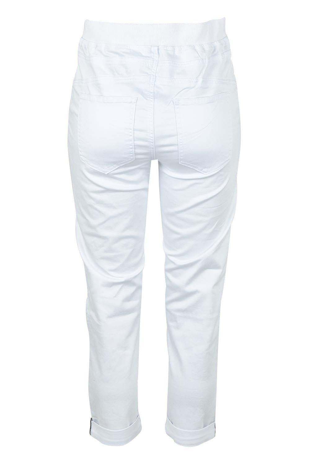 Product shot of the Isabella Cotton Pant in colour White (White), from the back