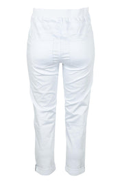 Product shot of the Isabella Cotton Pant in colour White (White), from the back