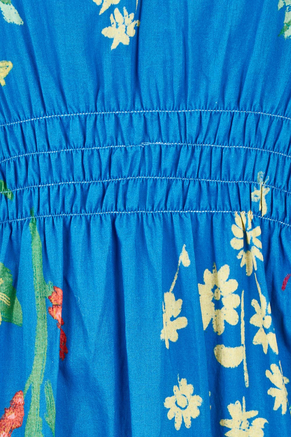 Product shot of the Tropics Cotton Dress in colour Blue (Blue), detail