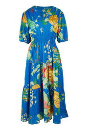 Product shot of the Tropics Cotton Dress in colour Blue (Blue), from the front