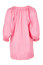 Product shot of the Pina Colada Embroidered Cotton Top in colour Pink (Pink), from the back