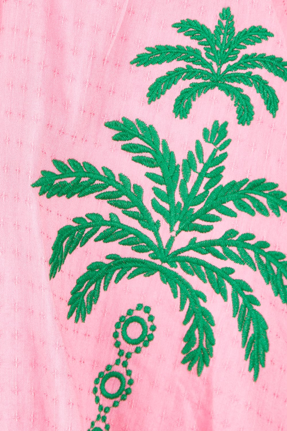 Product shot of the Pina Colada Embroidered Cotton Top in colour Pink (Pink), detail