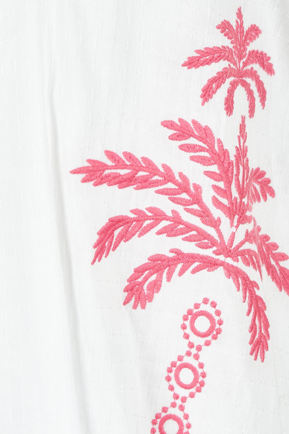Product shot of the Pina Colada Embroidered Cotton Top in colour White (White), detail