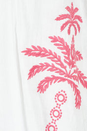 Product shot of the Pina Colada Embroidered Cotton Top in colour White (White), detail