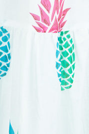 Product shot of the Pineapple Pina Colada Cotton Dress in colour White (White), detail