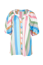 Product shot of the Lucy Stripe Top in colour Stripe, from the front