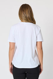 A model wearing the Martini Cotton Tee in colour White (White), from the back