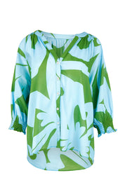Product shot of the Sienna Cotton Top in colour Blue (Blue), from the front