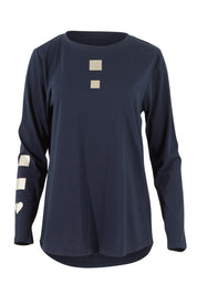 Product shot of the Heart Square Tee in colour Navy (Blue), from the front