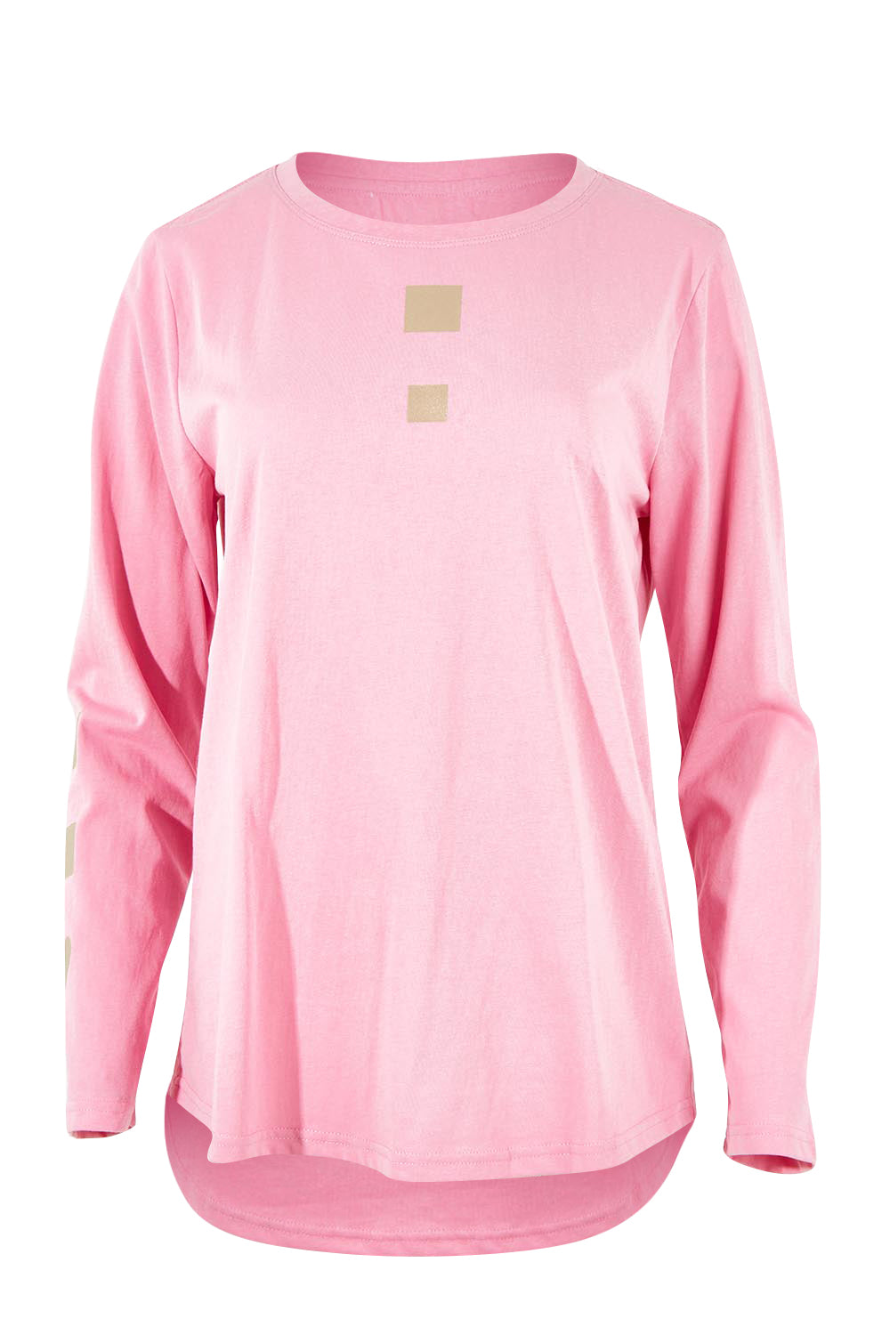 Product shot of the Heart Square Tee in colour Pink (Pink), from the front