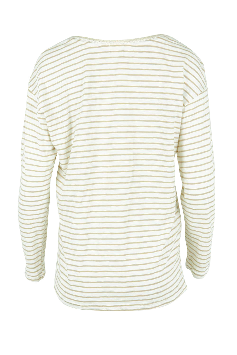 Product shot of the City Stripe Tee in colour Naturivory, from the back