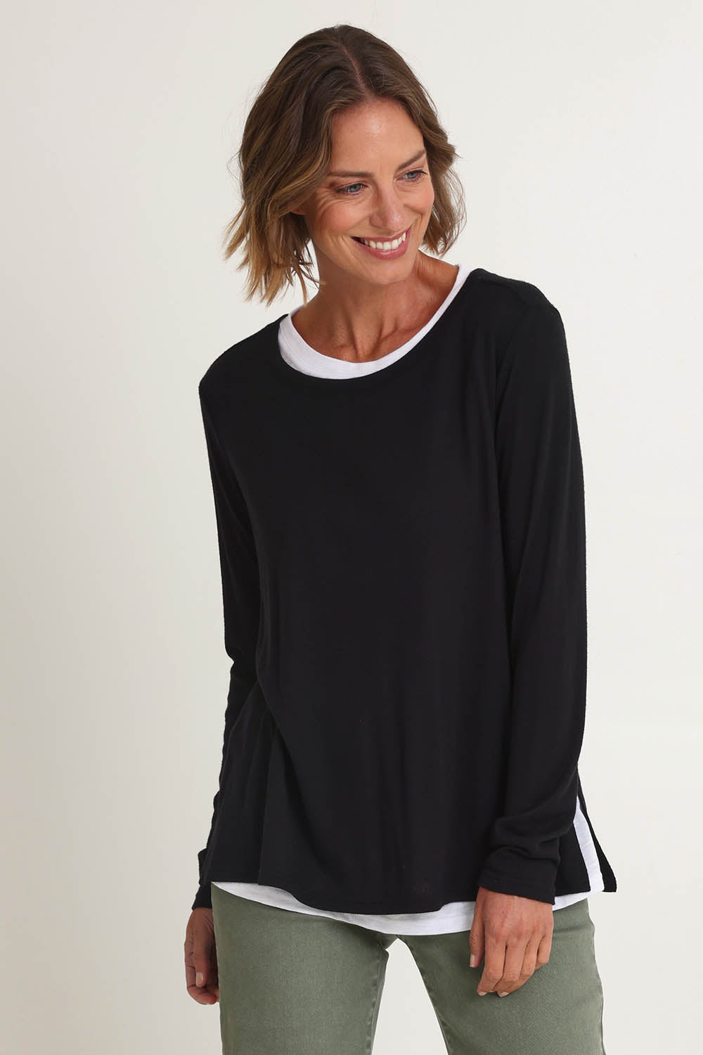 Threadz Women's Tees Black Knit Women's Fashion – birdsnest