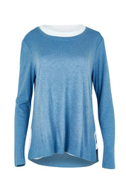 Product shot of the Alicia 2 In 1 Top in colour Blue (Blue), from the front