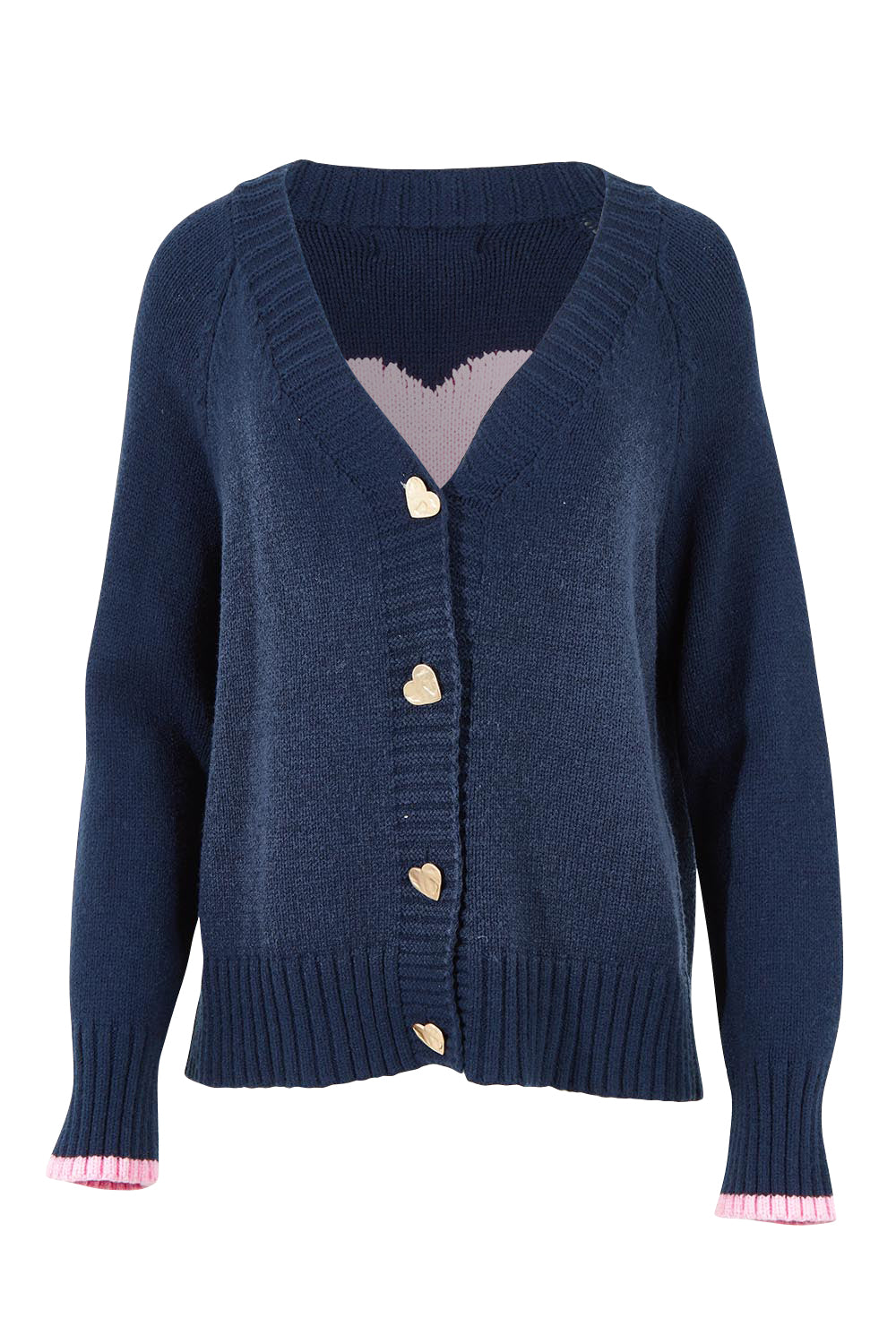 Product shot of the Back To Love Cardi in colour Navy (Blue), from the front