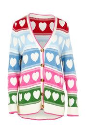 Product shot of the Chic Hearts Cardigan in colour Pink, from the front