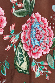 Product shot of the Bouquet Print Shirt in colour Chocolate, detail