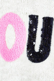 Product shot of the Love Amour Knit in colour Natural, detail