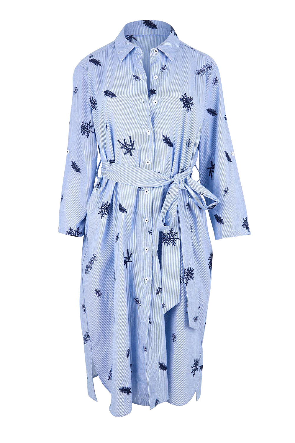 Product shot of the Botanica Shirt Dress – Navy in colour Navy, from the front