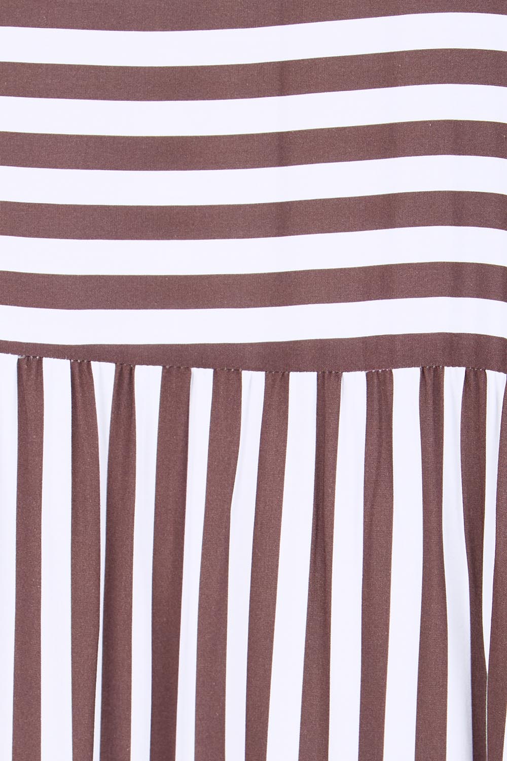 Product shot of the Kalahari Stripe Dress – Coffee in colour Coffee, showing detail
