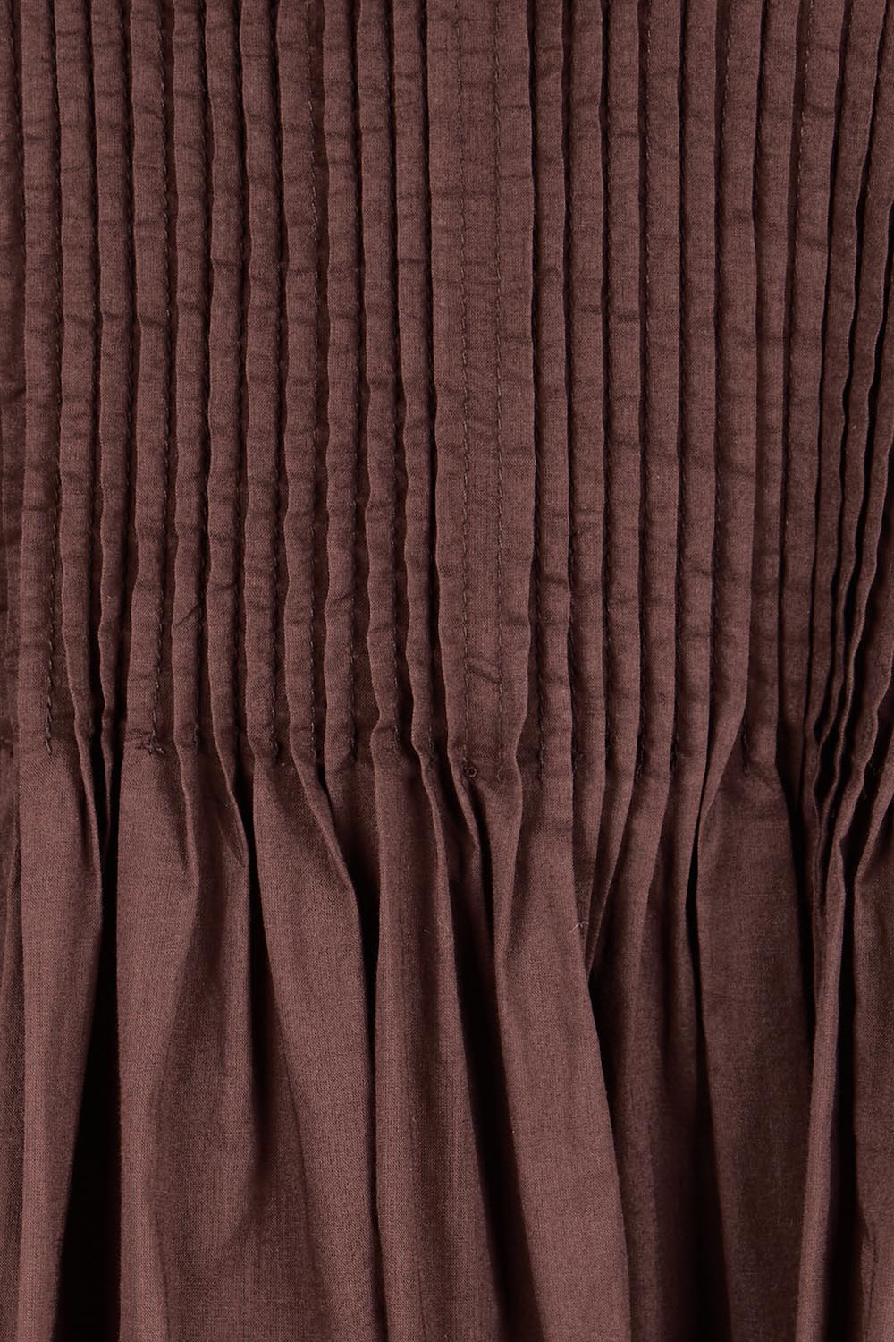 Product shot of the Acacia Cotton Dress – Coffee in colour Coffee, showing detail