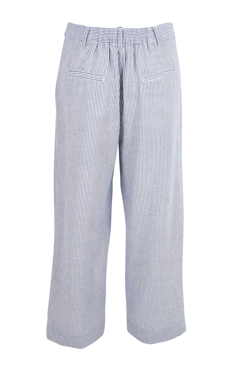 Product shot of the City Stripe Pant - Navywhite in colour Navywhite, from the back