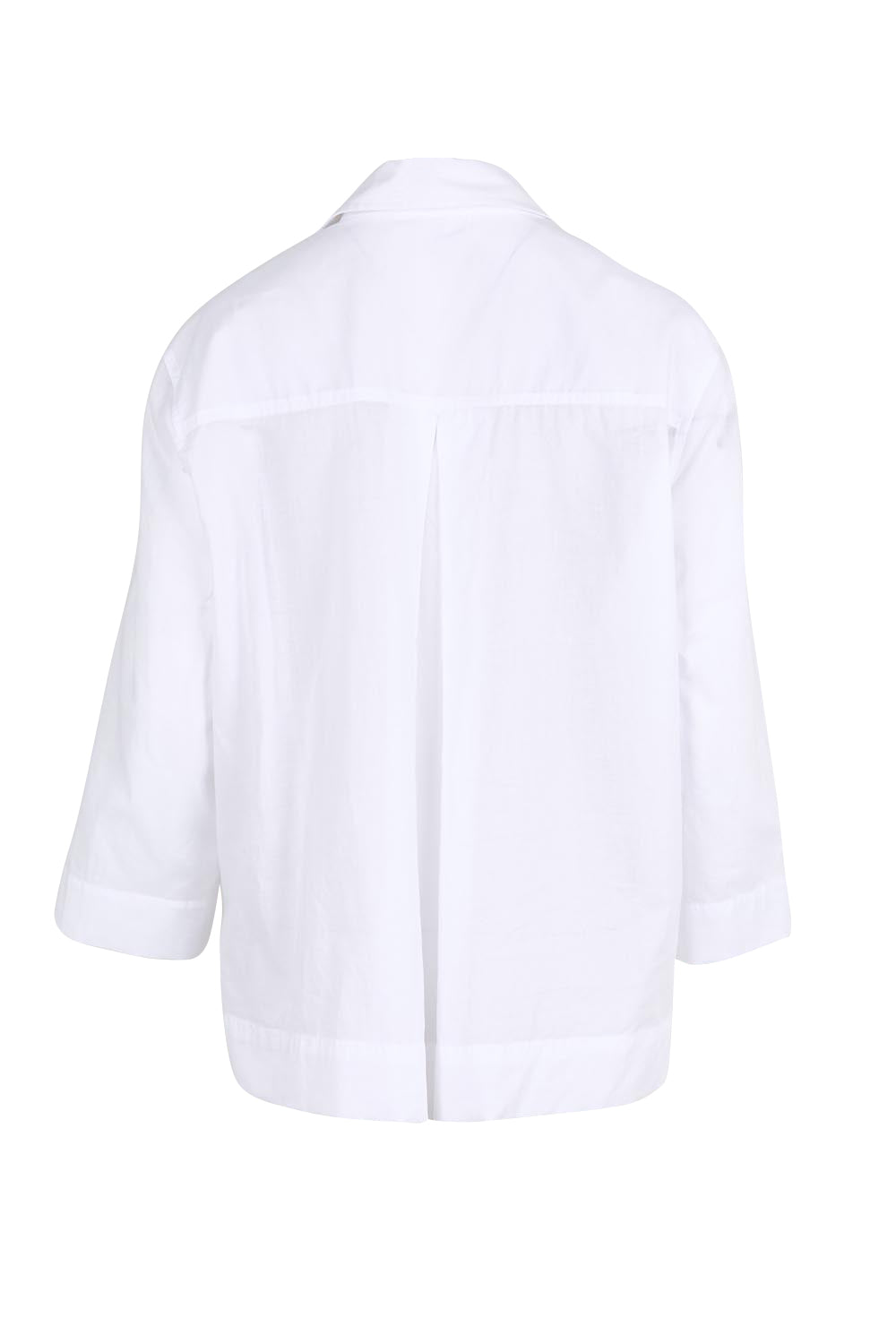 Product shot of the Costa Mesa Cotton Shirt - White in colour White, from the back