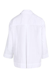 Product shot of the Costa Mesa Cotton Shirt - White in colour White, from the back