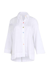 Product shot of the Costa Mesa Cotton Shirt - White in colour White, from the front