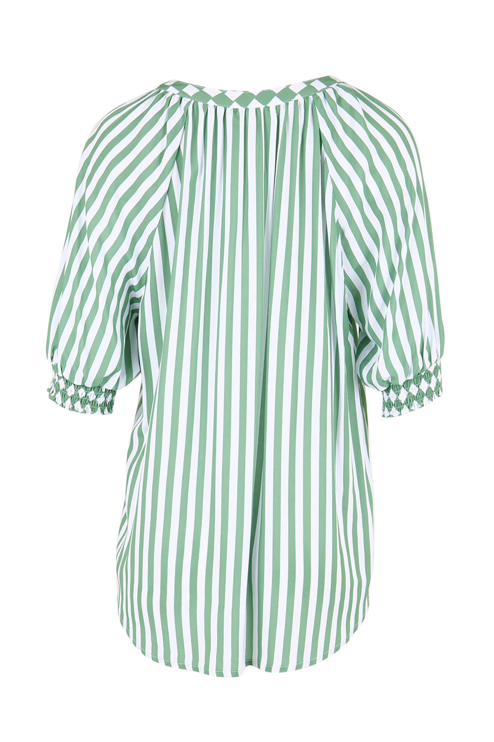 Product shot of the Kalahari Stripe Top – Apple in colour Apple, from the back