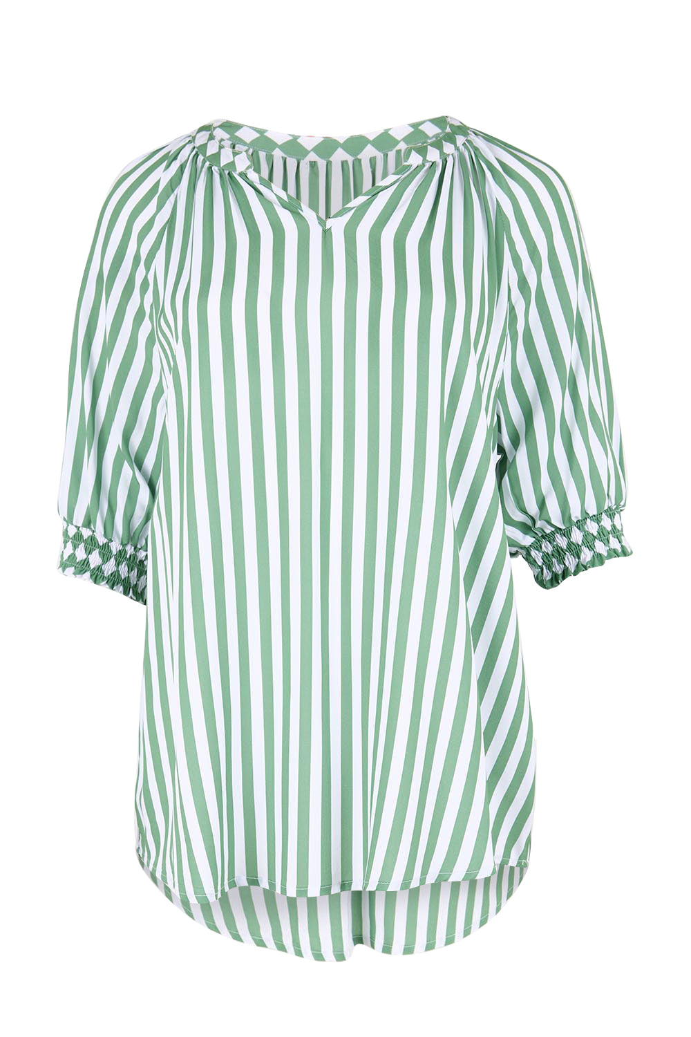 Product shot of the Kalahari Stripe Top – Apple in colour Apple, from the front