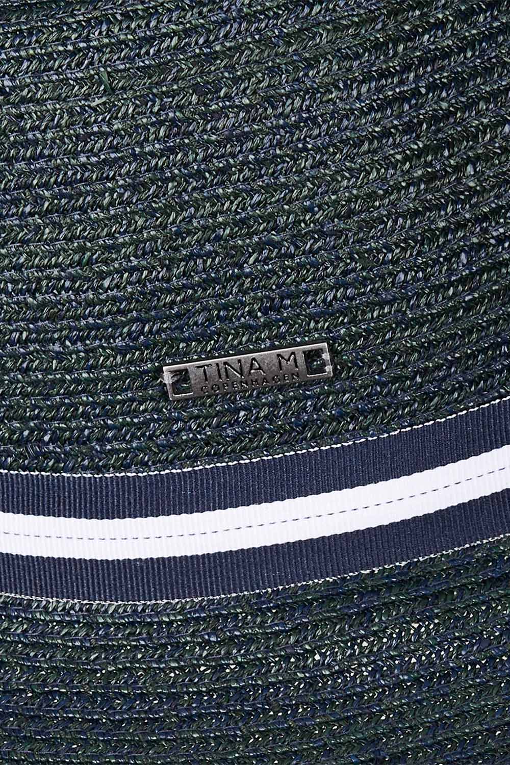 Product shot of the Bailey Raffia Wide Brim Trilby in colour Frenchnavy (Blue), detail