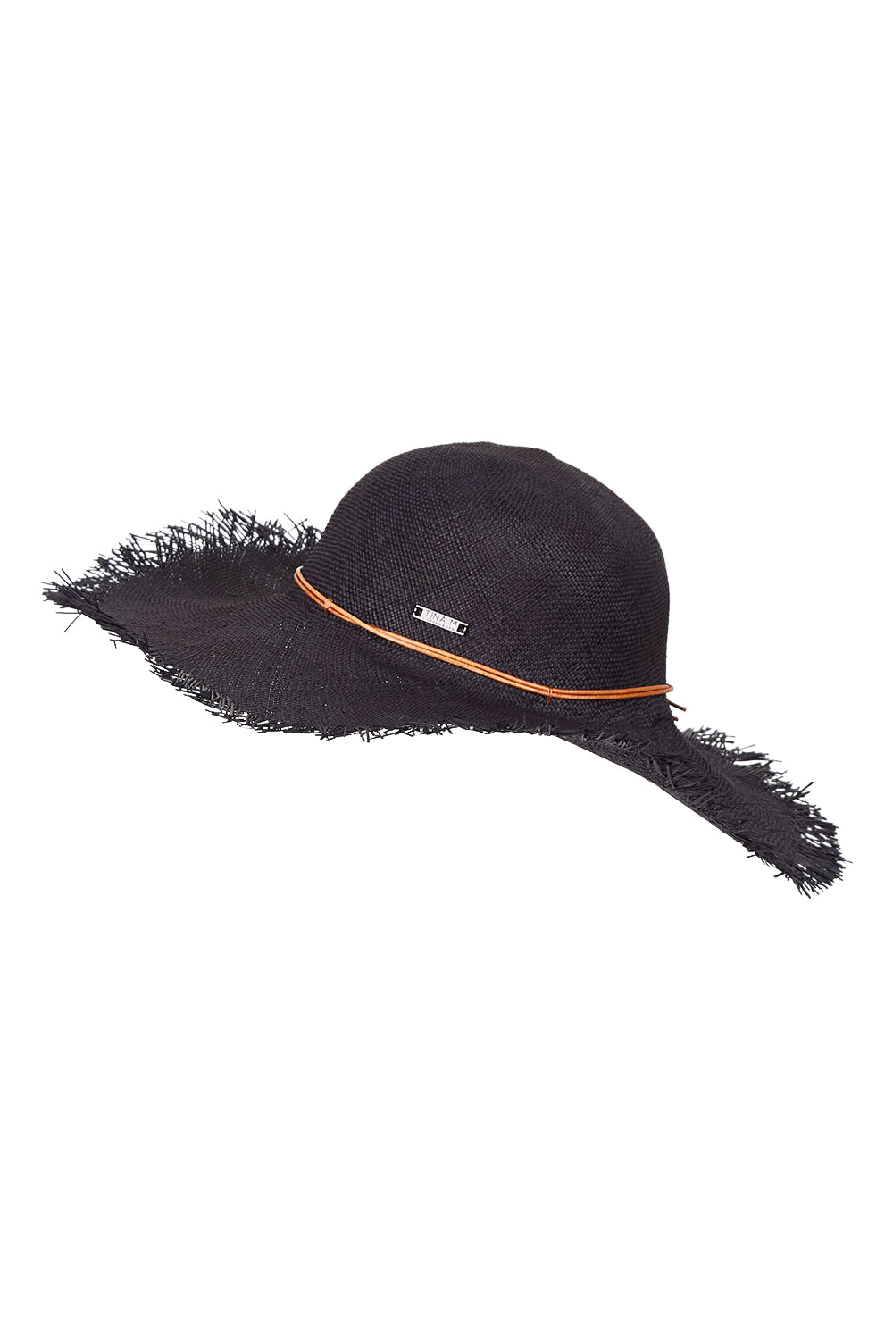 Product shot of the Portofino Wide Brim Capeline in colour Blacktan (Black), from the front