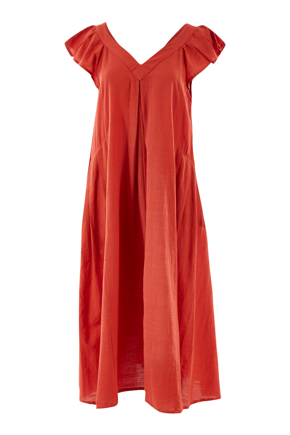 Product shot of the Vin colourNeck Maxi Dress - Guava (Red), from the front