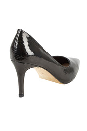 Product shot of the Barrios Leather Heel in colour Blackmirro (Black), from the back