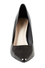 Product shot of the Barrios Leather Heel in colour Blackmirro (Black), detail