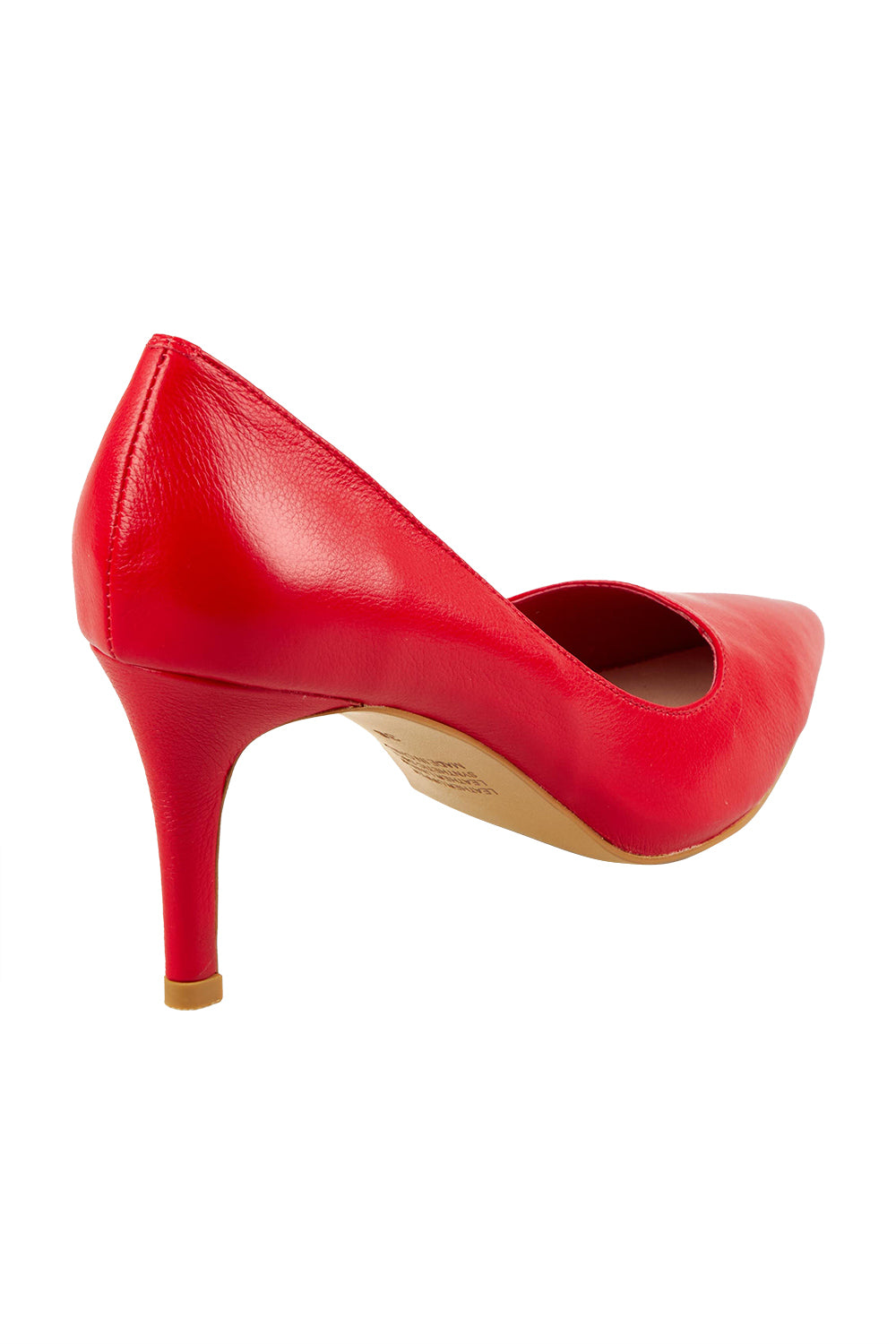 Product shot of the Barrios Leather Heel in colour Redleather (Red), from the back