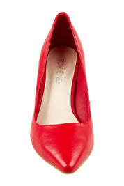 Product shot of the Barrios Leather Heel in colour Redleather (Red), detail