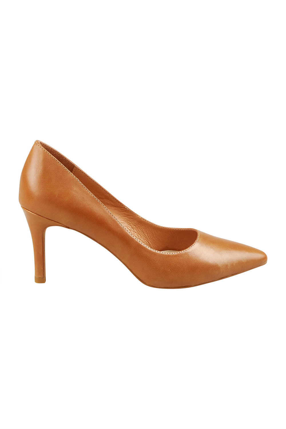 Product shot of the Barrios Leather Heel in colour Tanleath, from the front